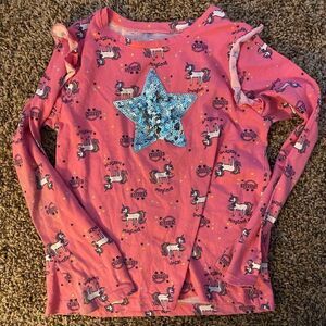 GARANIMALS Pink Long Sleeve Tee Silver Sequined Star Size 8